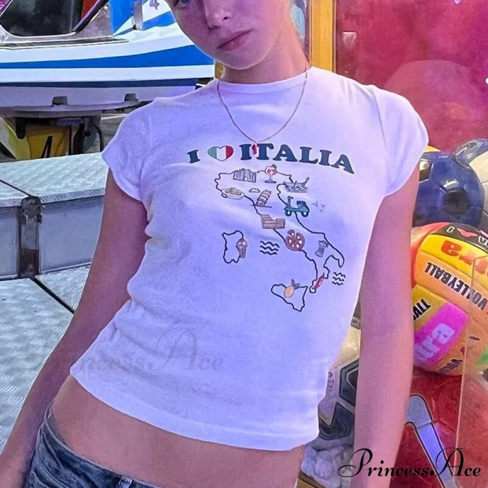 Italy Graphic Stylish Sketch White Tee - Image 10