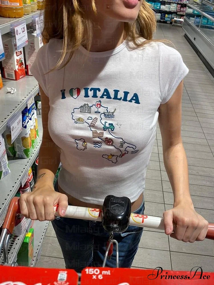Italy Graphic Stylish Sketch White Tee - Image 4
