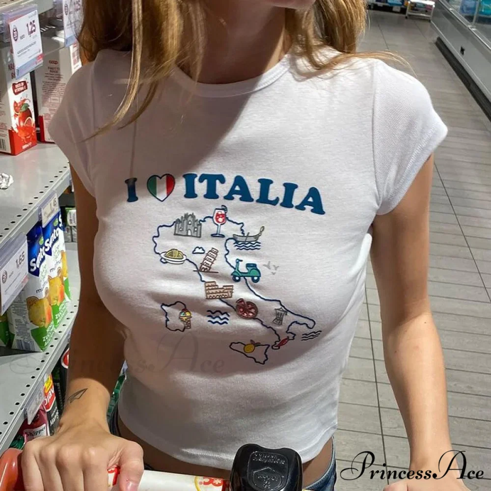 Italy Graphic Stylish Sketch White Tee - Image 6