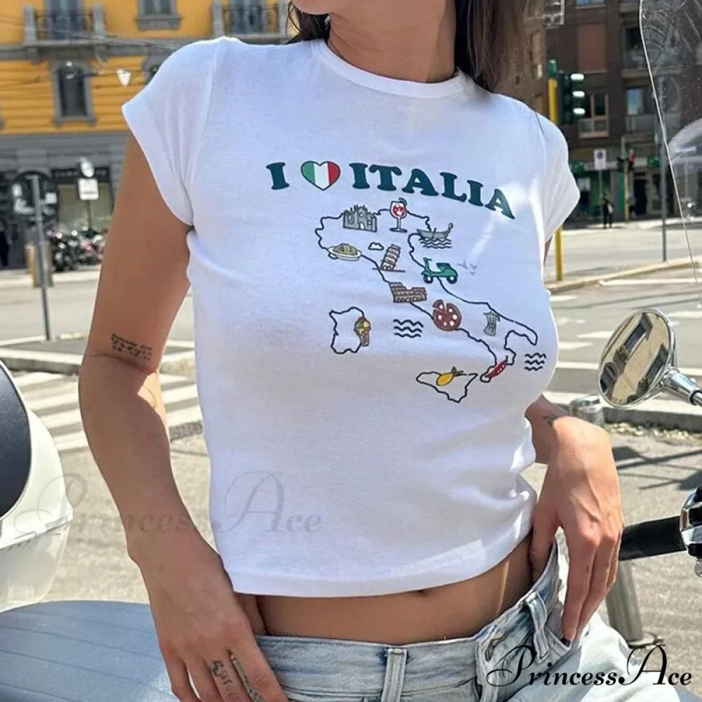 Italy Graphic Stylish Sketch White Tee - Image 7