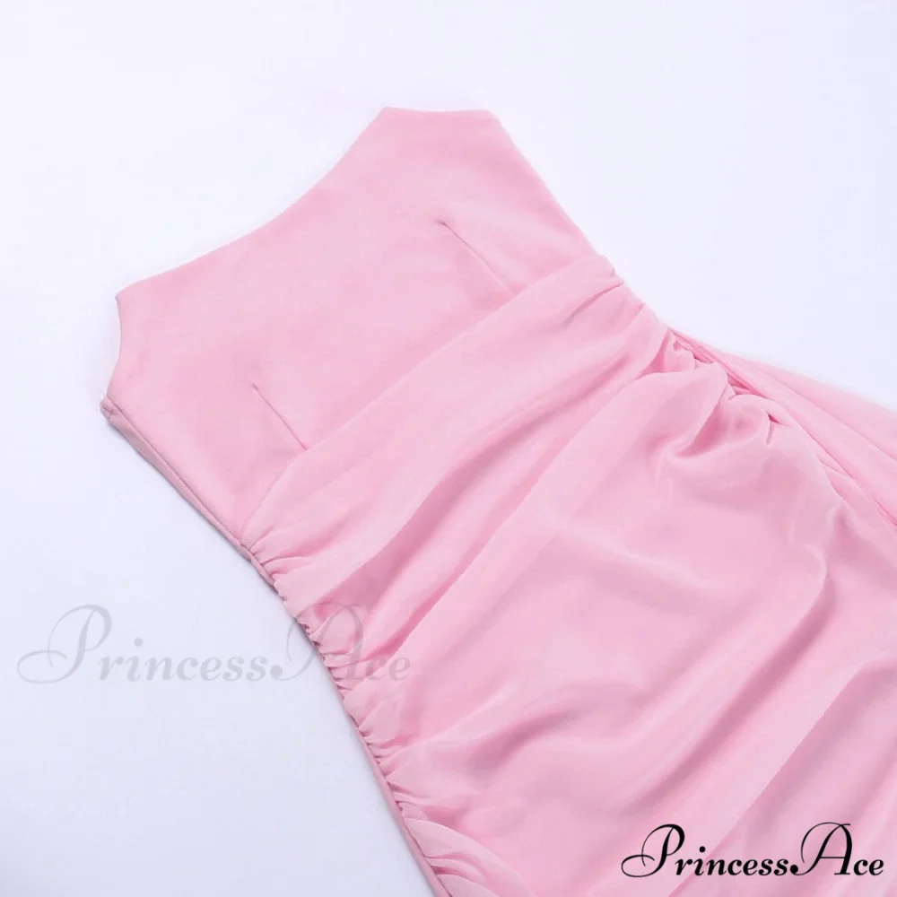 Pink Mesh Corset Charming Draped Tube Mini Dress - Image 11