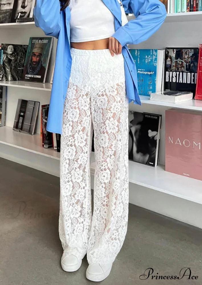 Lace Elegant Sheer Trousers - Image 4