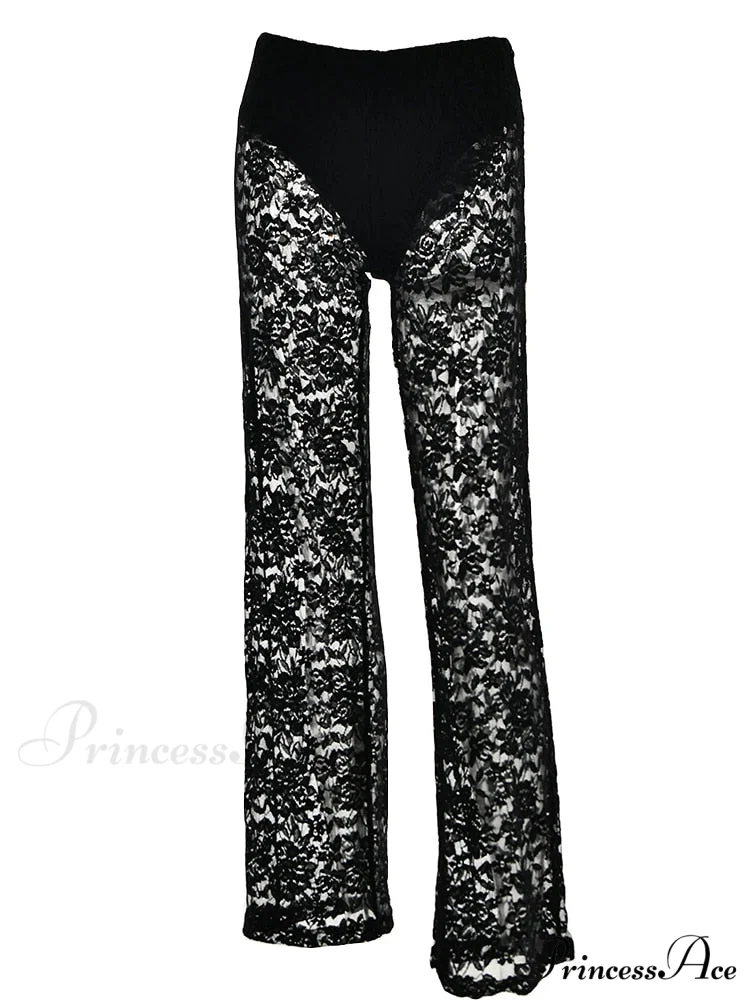 Lace Elegant Sheer Trousers - Image 5