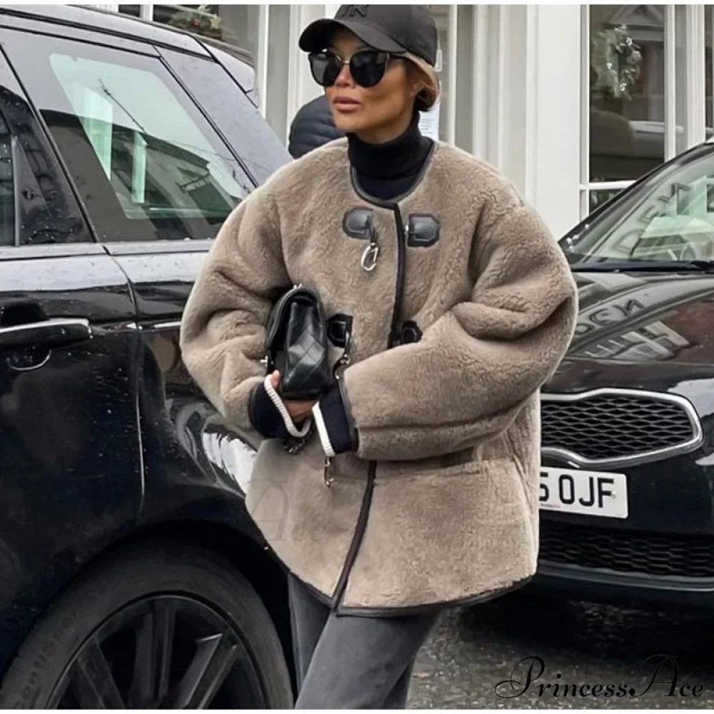 Faux Fur Stylish Plush Buckle Jacket - Image 2