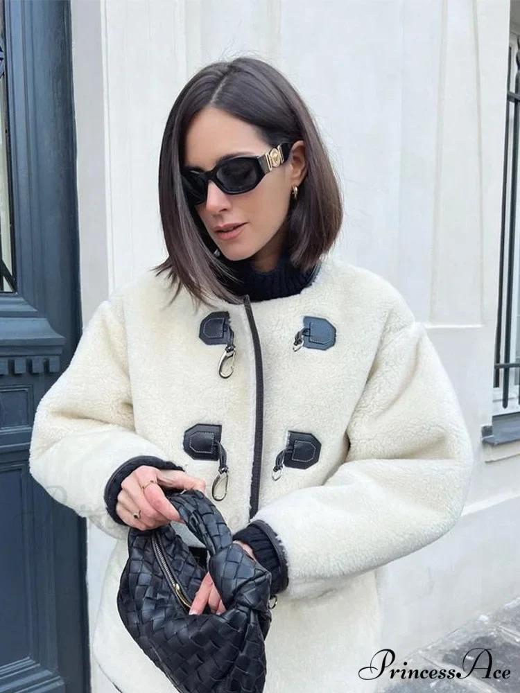 Faux Fur Stylish Plush Buckle Jacket - Image 3