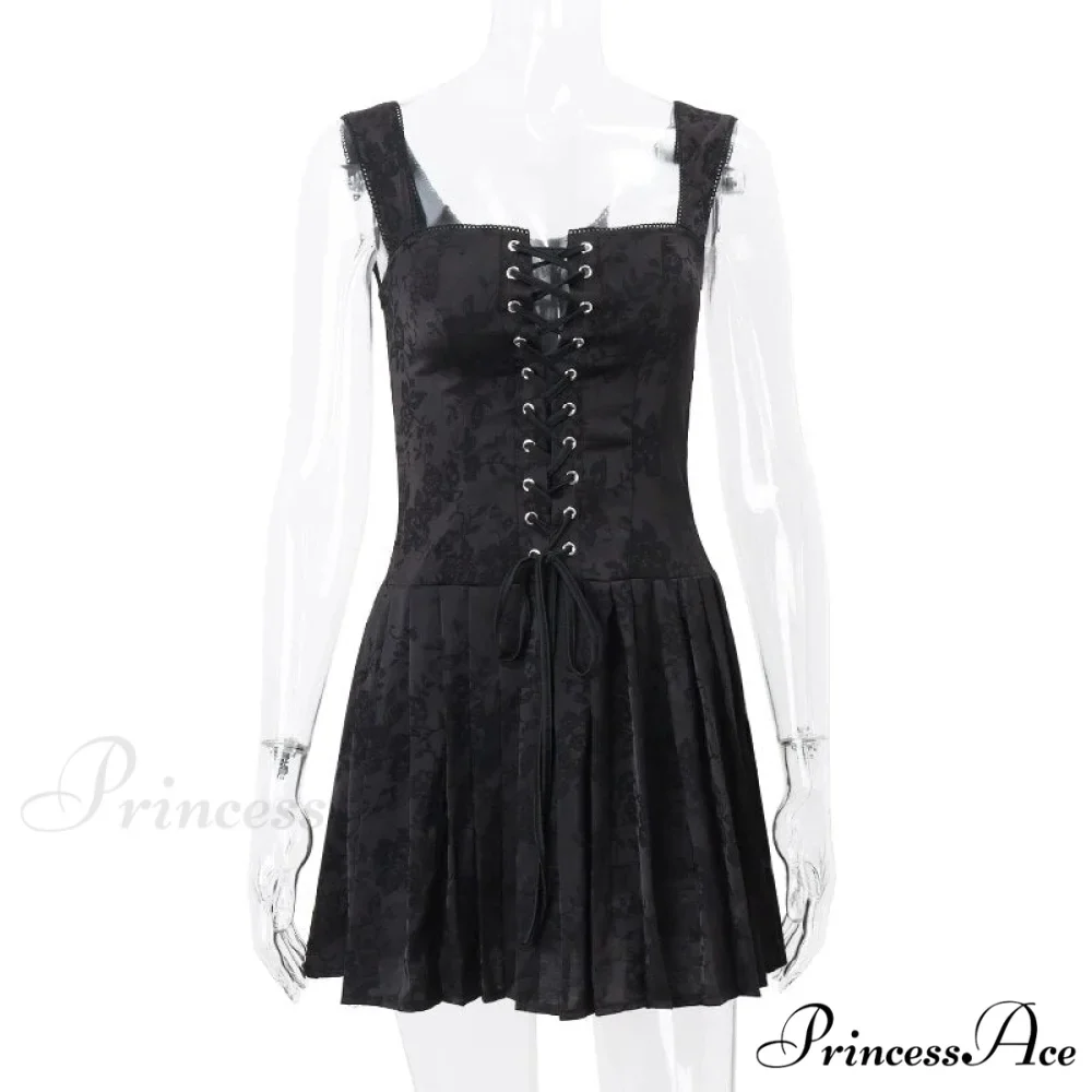 Black Front Stylish Lace-Up Mini Dress - Image 6