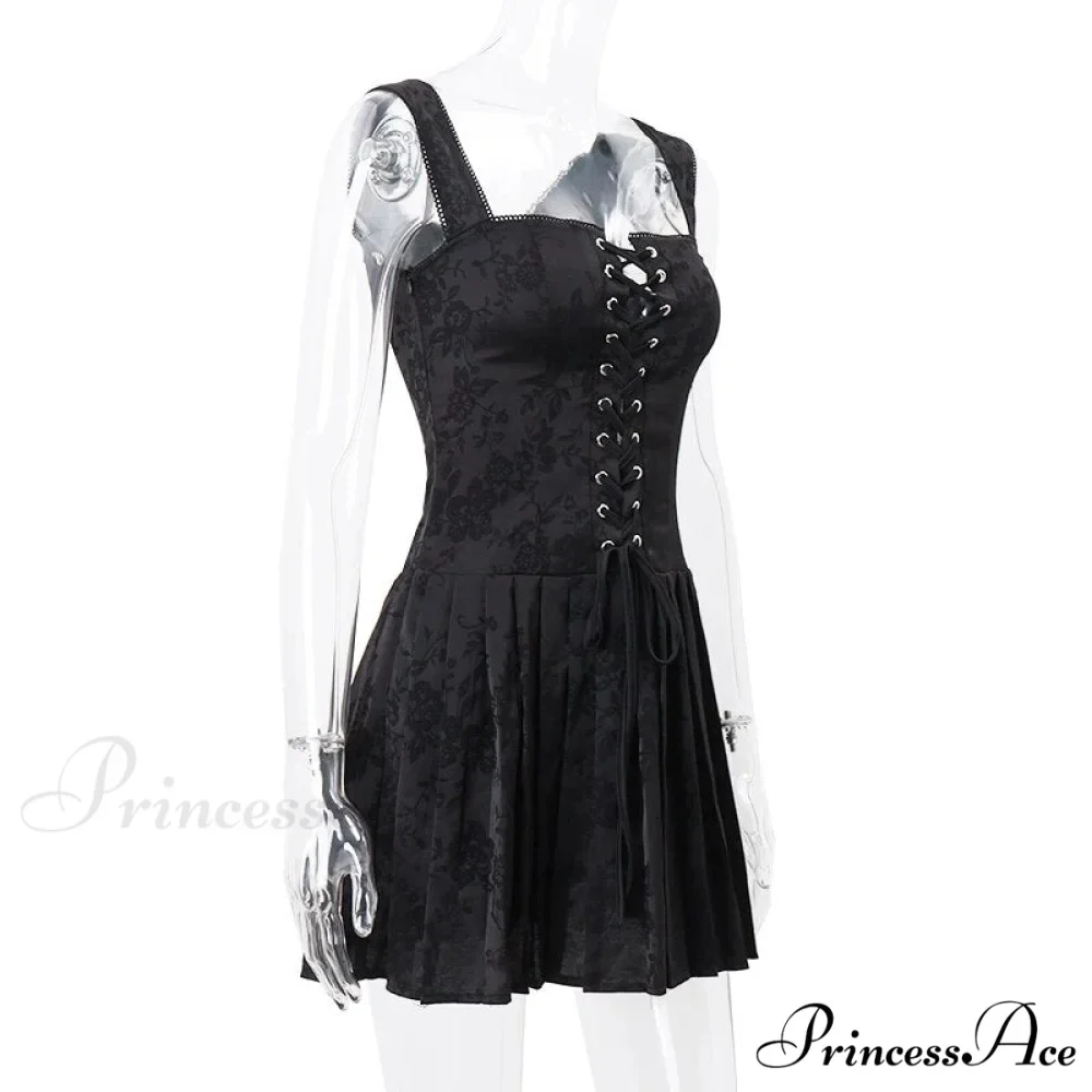 Black Front Stylish Lace-Up Mini Dress - Image 7