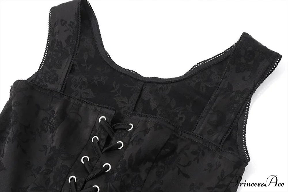 Black Front Stylish Lace-Up Mini Dress - Image 9