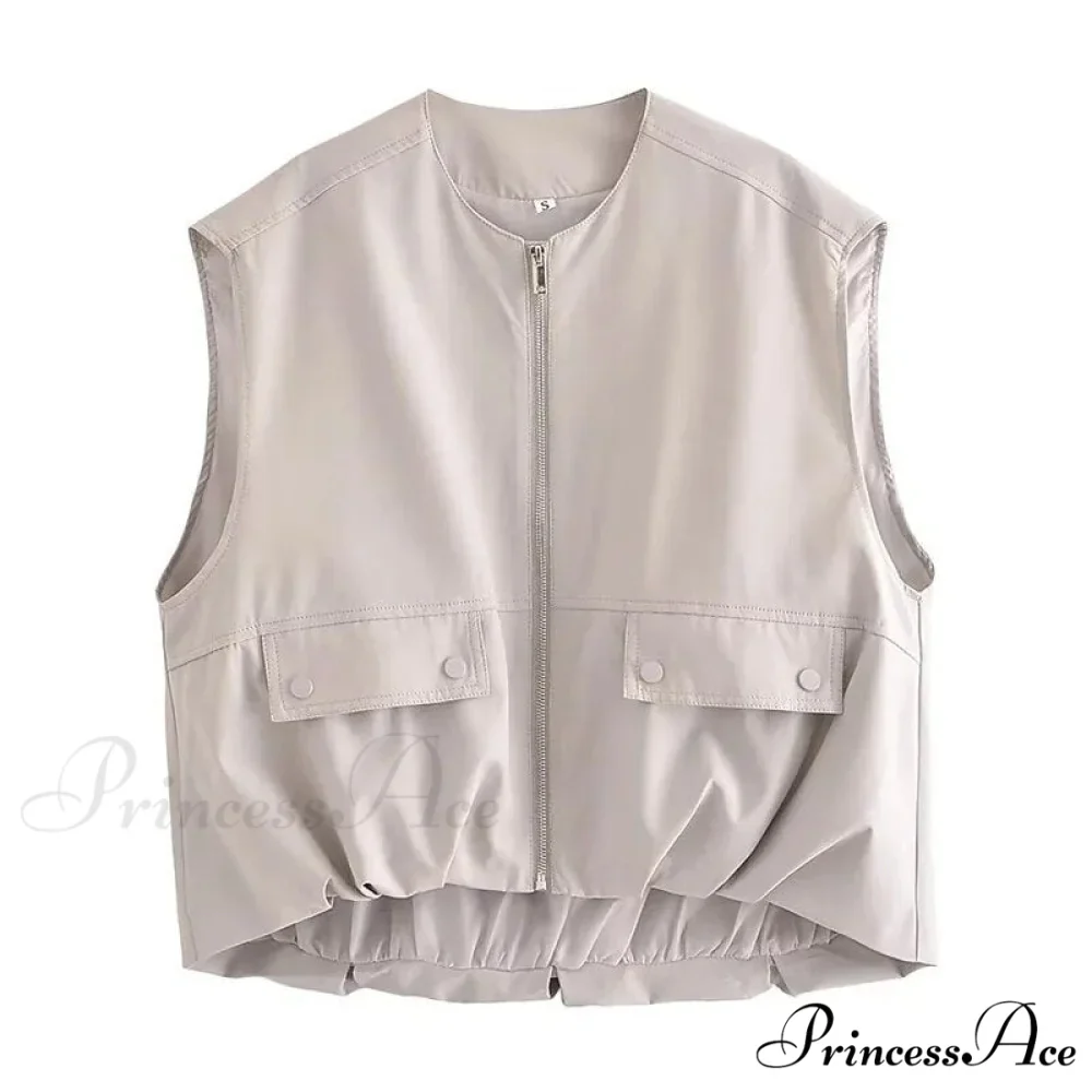 Cargo Pocket Stylish Drawstring Waistcoat - Image 10