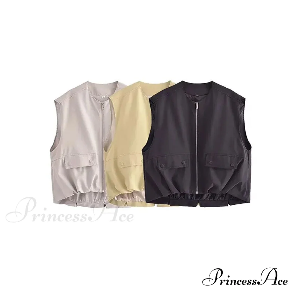 Cargo Pocket Stylish Drawstring Waistcoat - Image 11