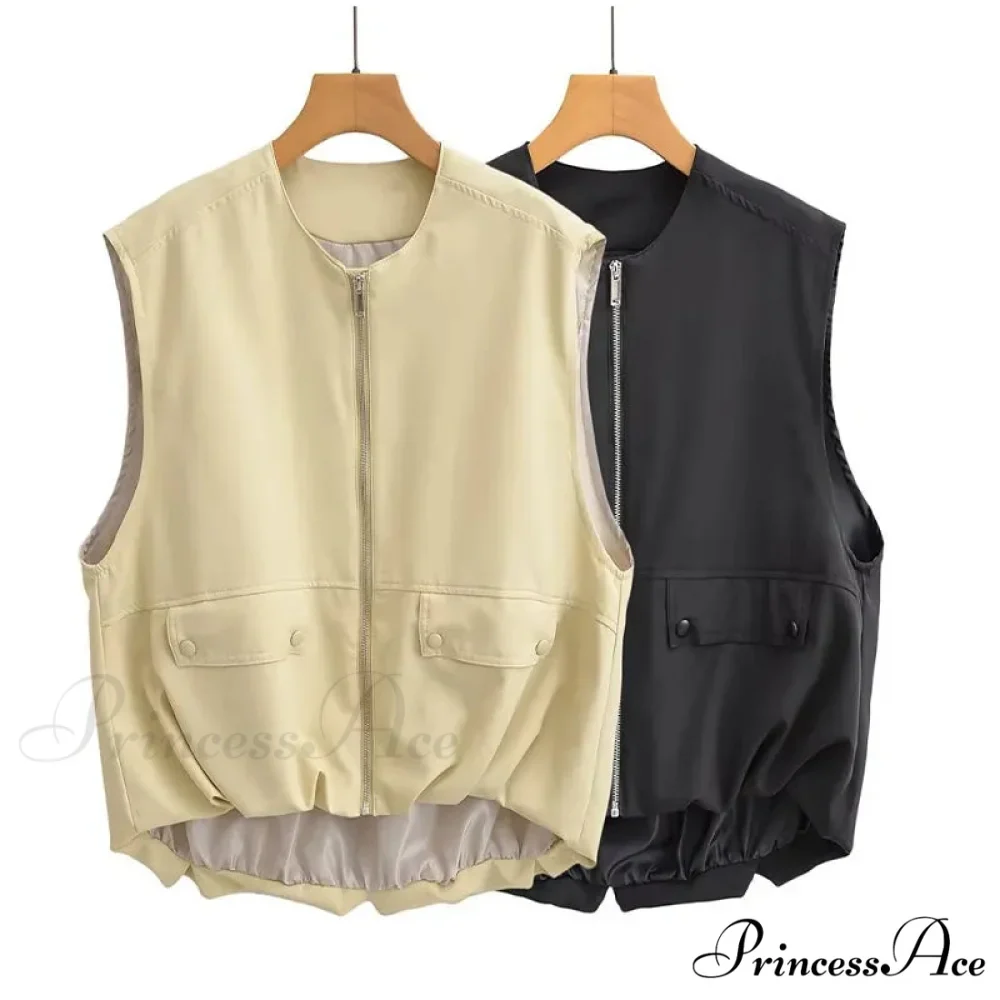 Cargo Pocket Stylish Drawstring Waistcoat - Image 12