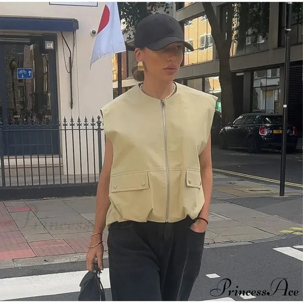 Cargo Pocket Stylish Drawstring Waistcoat - Image 15