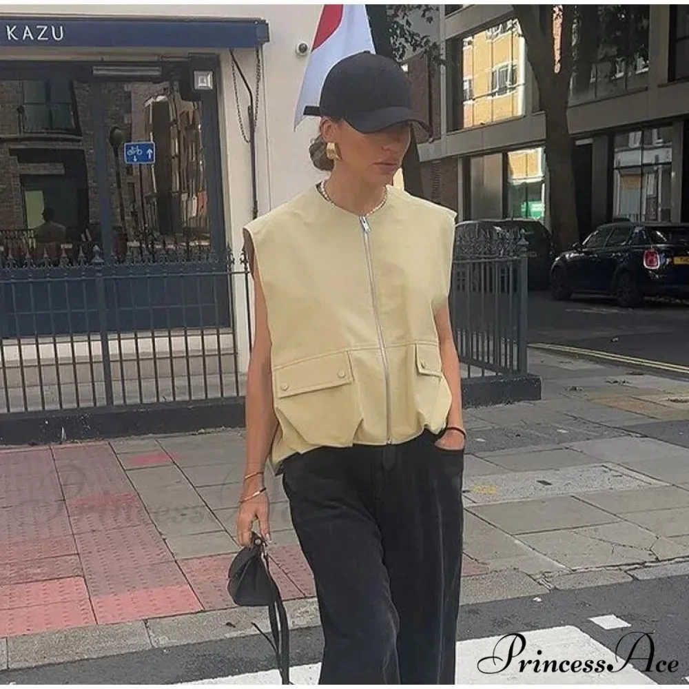 Cargo Pocket Stylish Drawstring Waistcoat - Image 16
