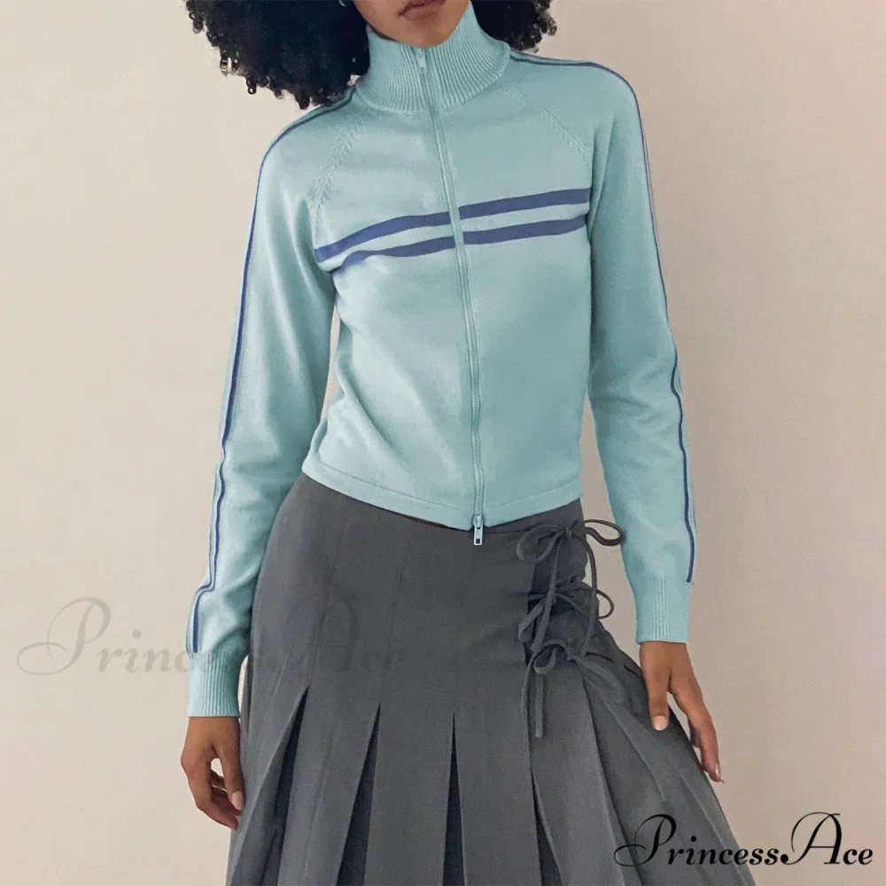 Ribbed Stripe Stylish Zipper Pullover Jacket - Image 6