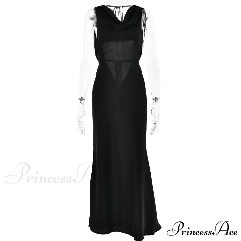 Satin Backless Tie Charming Up Maxi Dress - Image 5