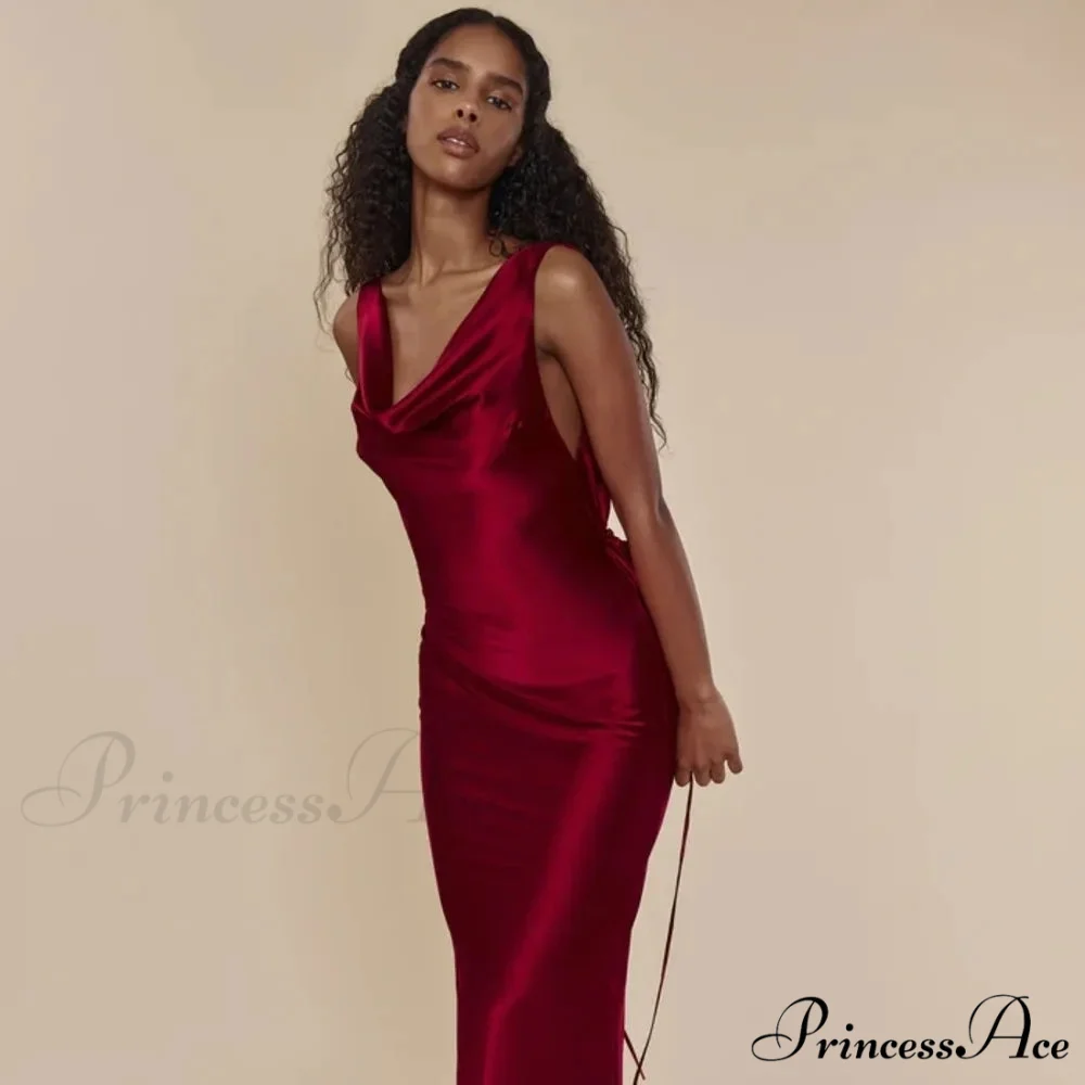 Satin Backless Tie Charming Up Maxi Dress - Image 6