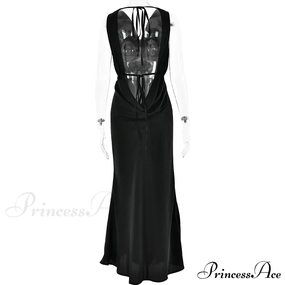 Satin Backless Tie Charming Up Maxi Dress - Image 8
