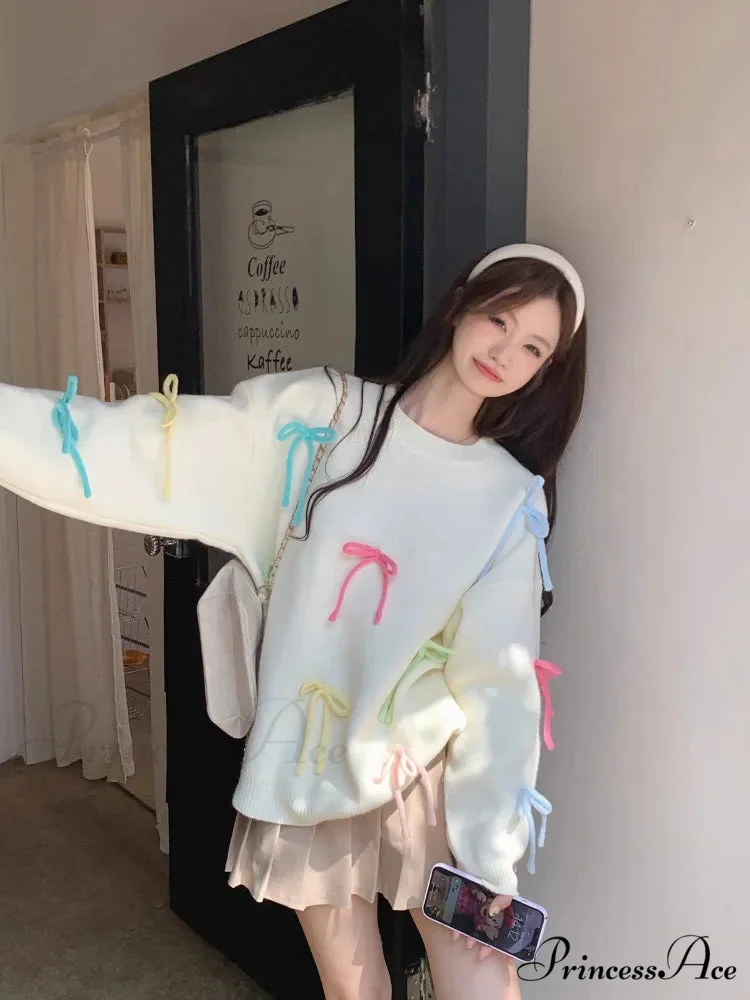 Pastel Elegant Bow Sweater - Image 17