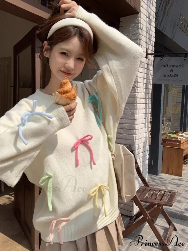 Pastel Elegant Bow Sweater - Image 18