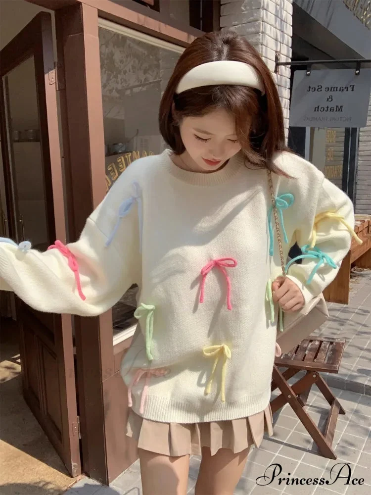 Pastel Elegant Bow Sweater - Image 19