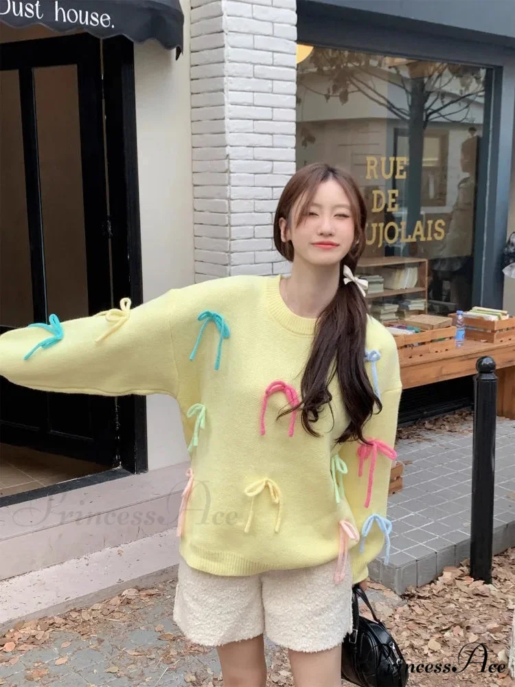 Pastel Elegant Bow Sweater - Image 2