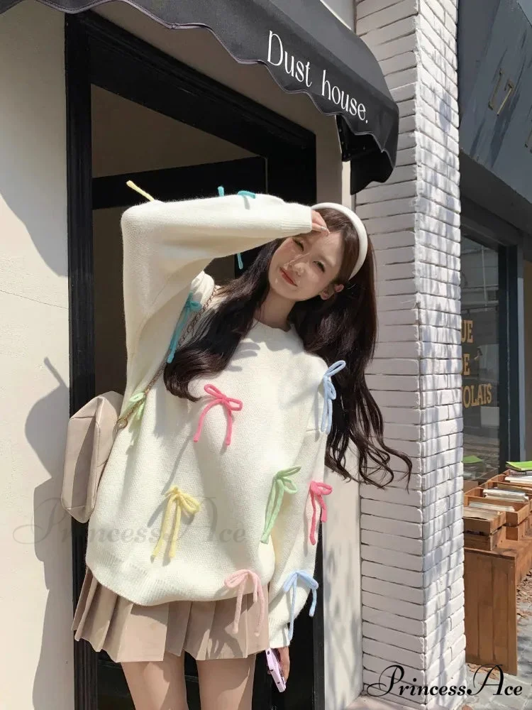 Pastel Elegant Bow Sweater - Image 3