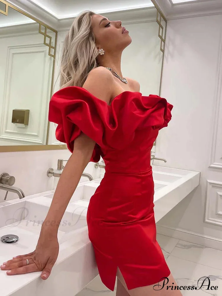 Ruffles Off-shoulder Stylish Bodycon Mini Dress - Image 2