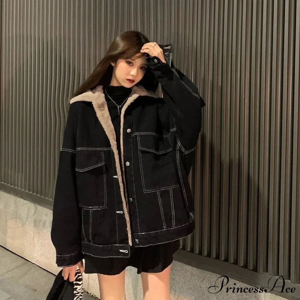 Dark Denim Stylish Fur Lining Jacket - Image 11