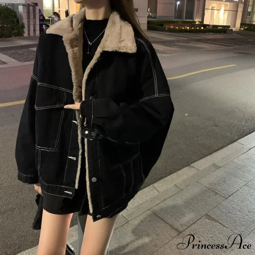 Dark Denim Stylish Fur Lining Jacket - Image 12