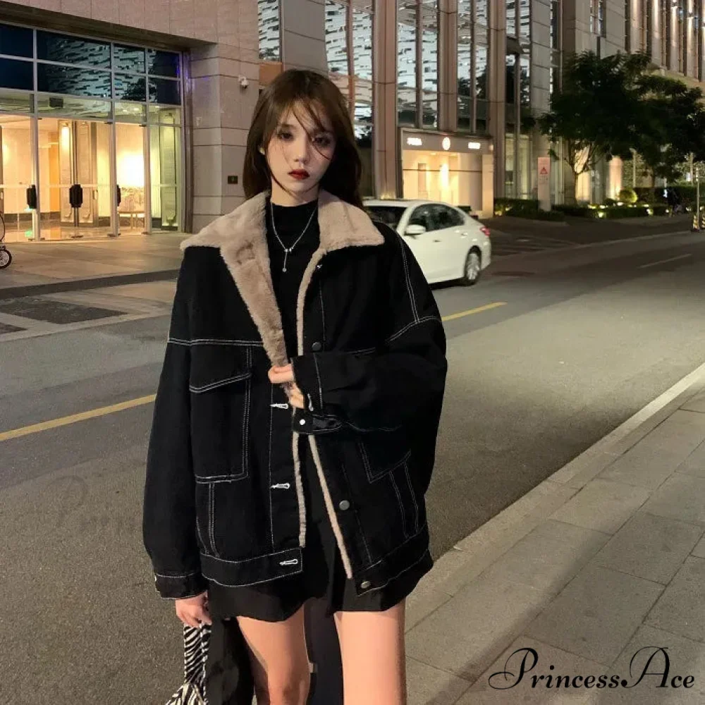 Dark Denim Stylish Fur Lining Jacket - Image 8