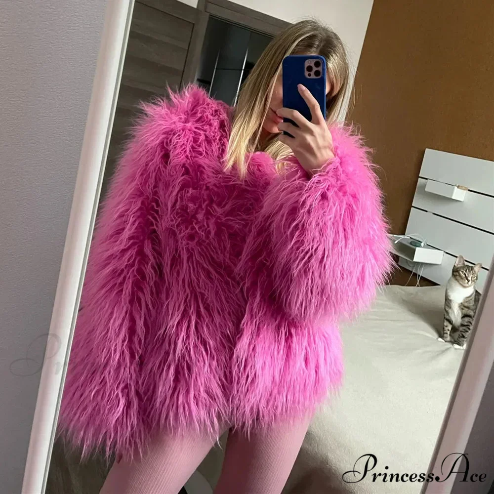 Fur Elegant Fringe Coat - Image 2