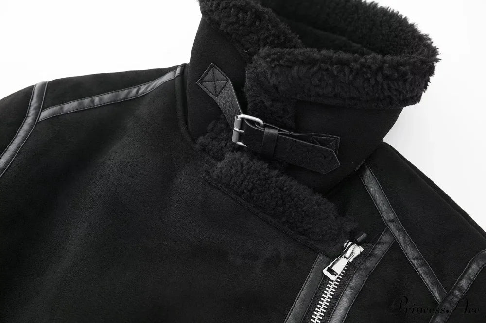 Faux Fur Stylish Double-sided Zipper Jacket - Image 14