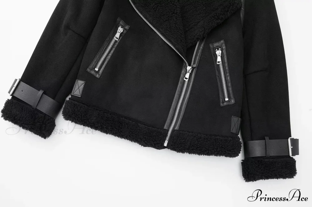 Faux Fur Stylish Double-sided Zipper Jacket - Image 15