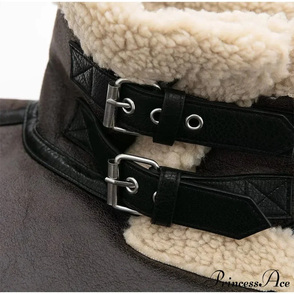 Faux Fur Stylish Double-sided Zipper Jacket - Image 8