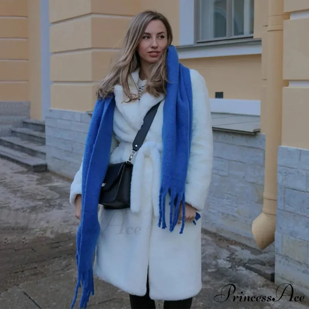 Faux Fur Stylish Long Belted Coat - Image 27