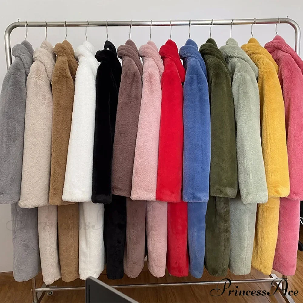 Faux Fur Stylish Long Belted Coat - Image 33