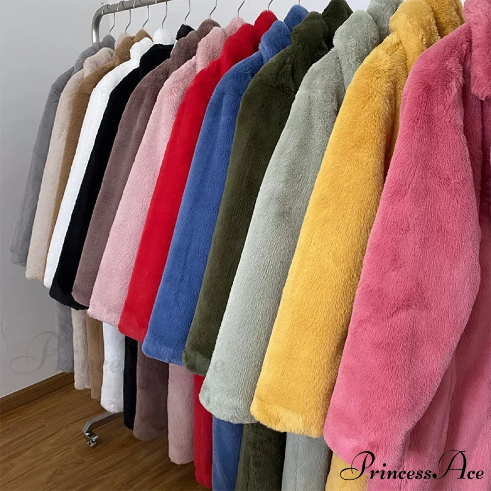 Faux Fur Stylish Long Belted Coat - Image 6