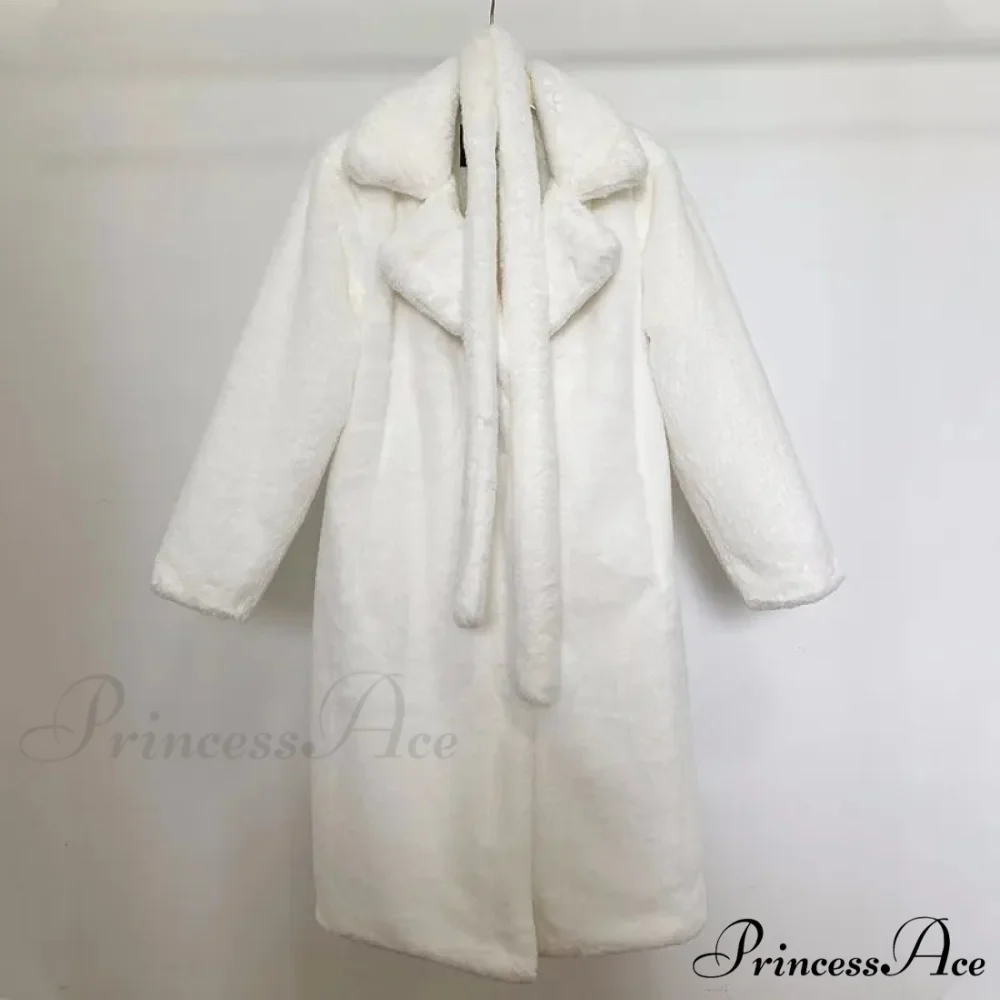 Faux Fur Stylish Long Belted Coat - Image 7
