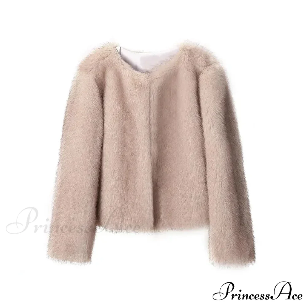 Cropped Faux Stylish Fur Coat - Image 14