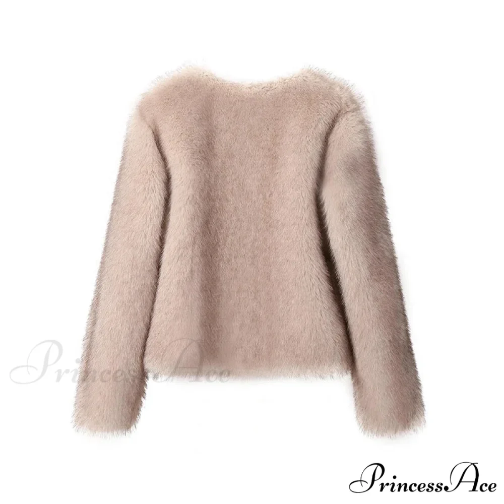 Cropped Faux Stylish Fur Coat - Image 15