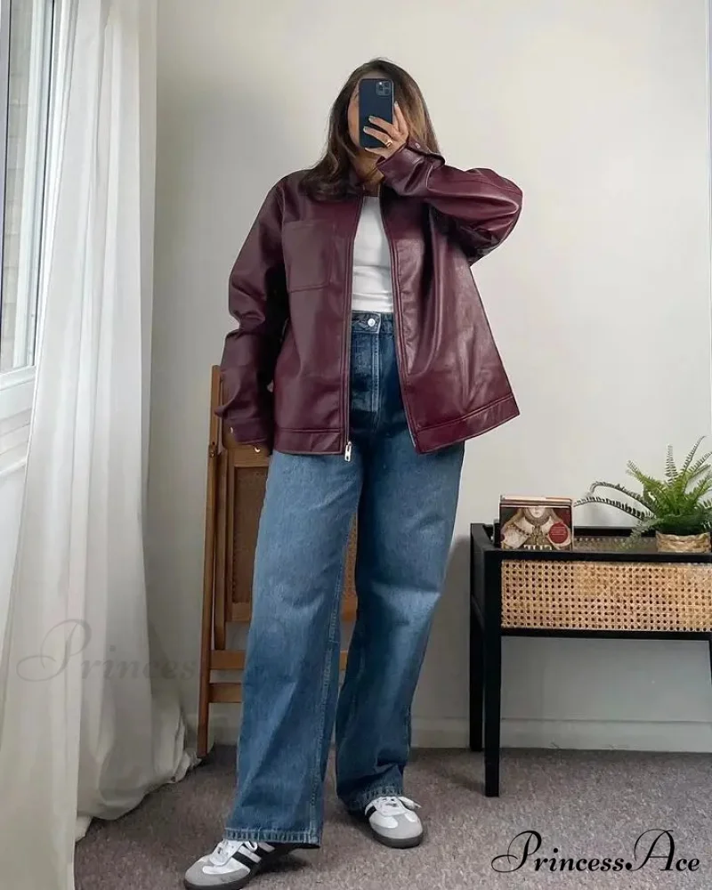 Collar Zipper Stylish Bomber Overshirt Jacket - Image 3