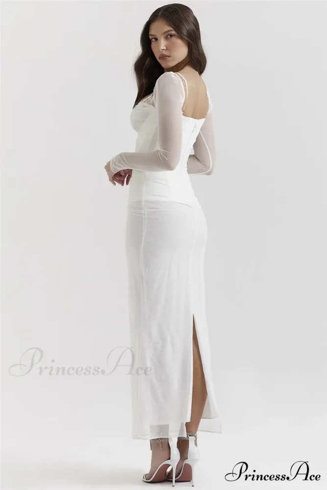 Sheer Long Sleeve Charming Bodycon Maxi Dress - Image 12
