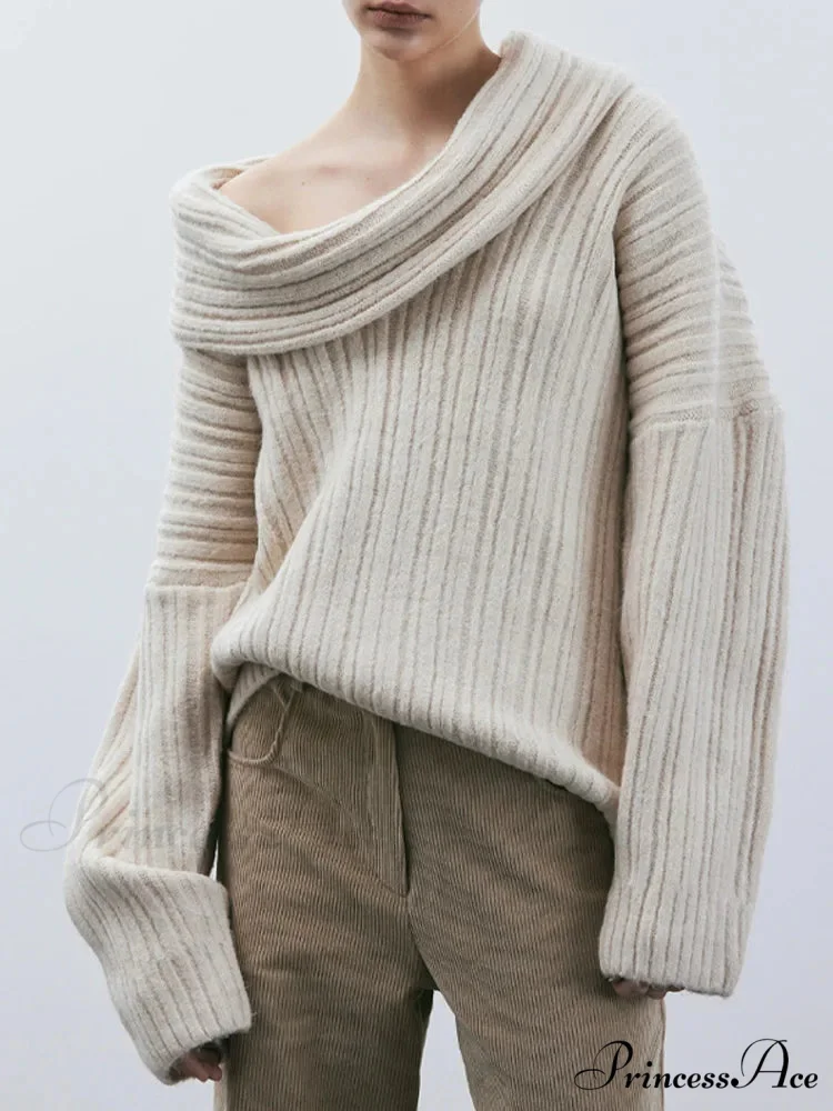 Long Sleeve Stylish Off Shoulder Sweater - Image 12