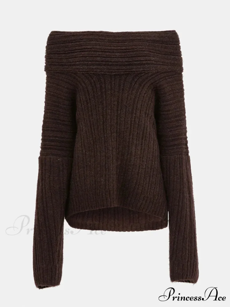 Long Sleeve Stylish Off Shoulder Sweater - Image 13