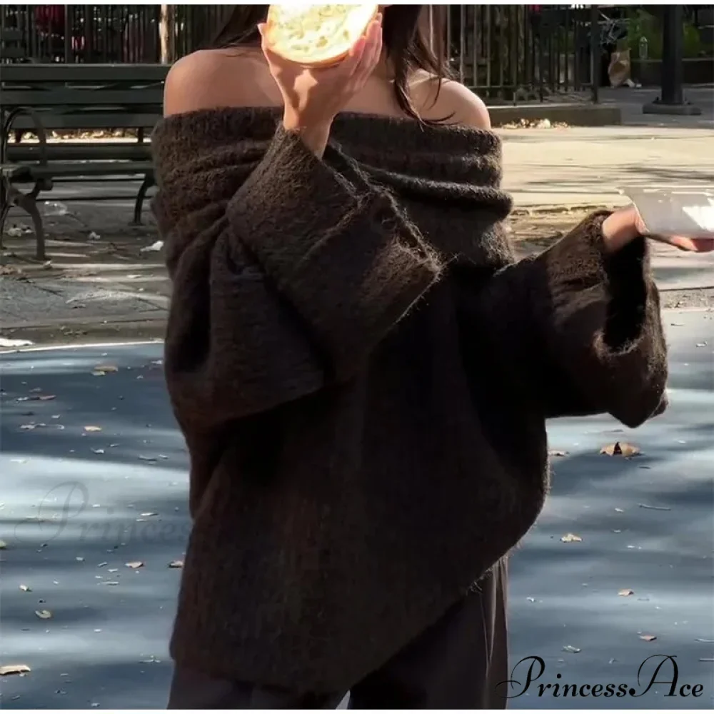 Long Sleeve Stylish Off Shoulder Sweater - Image 15