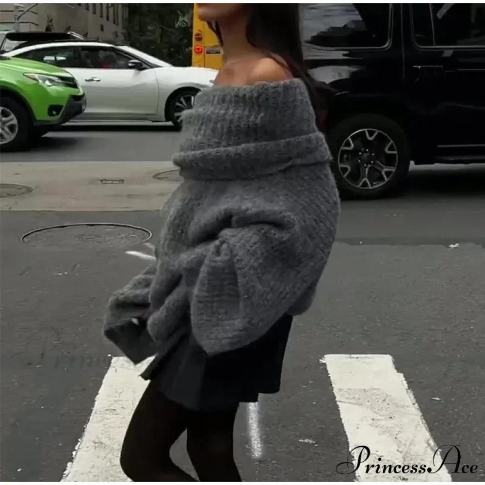 Long Sleeve Stylish Off Shoulder Sweater - Image 16