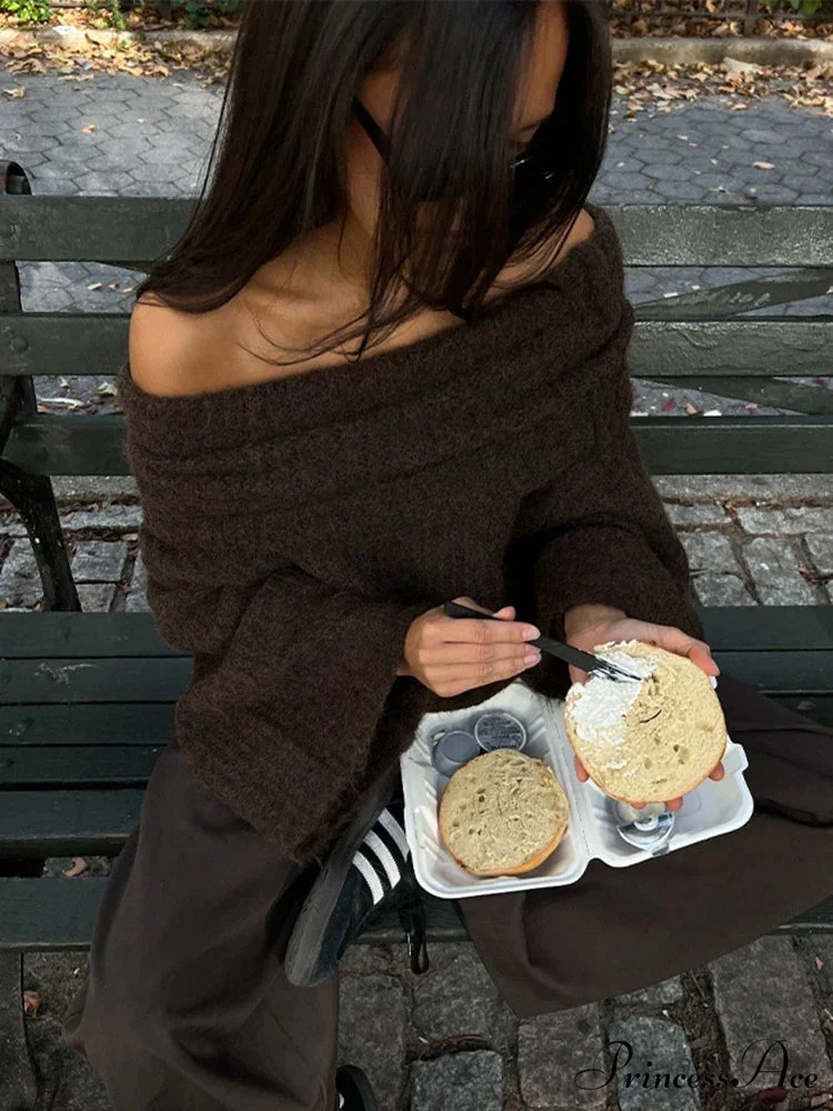 Long Sleeve Stylish Off Shoulder Sweater - Image 3