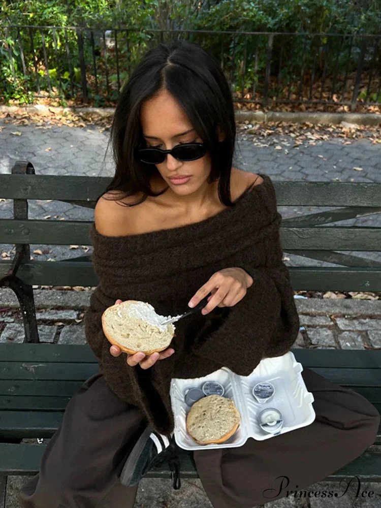 Long Sleeve Stylish Off Shoulder Sweater - Image 5