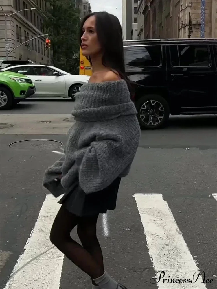 Long Sleeve Stylish Off Shoulder Sweater - Image 6