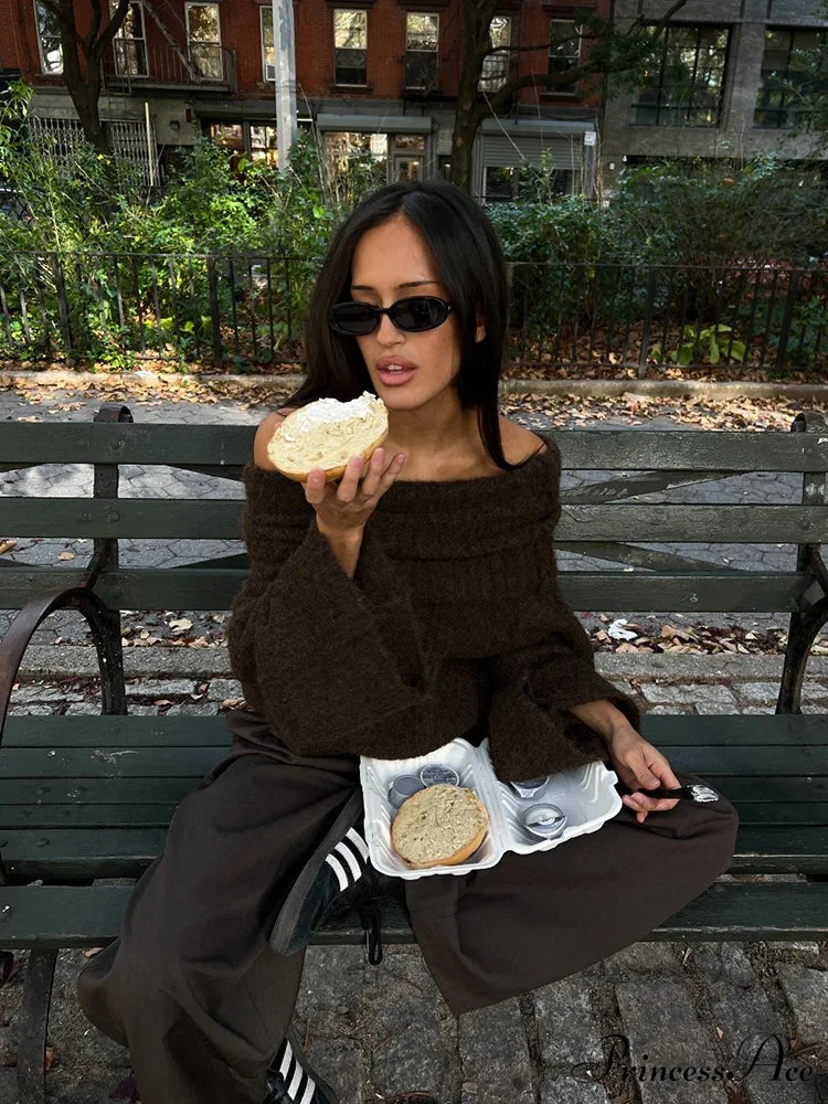 Long Sleeve Stylish Off Shoulder Sweater - Image 8
